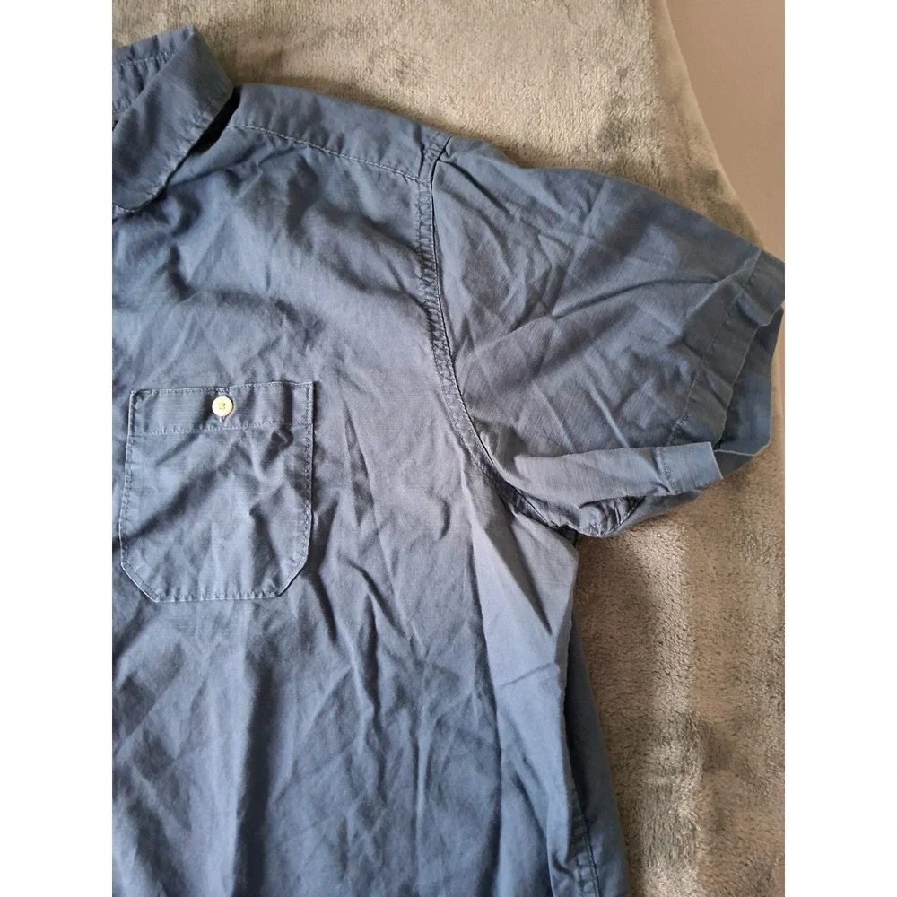 The North Face Mens XL Blue Cotton Short Sleeve Button Down Shirt Regular Fit